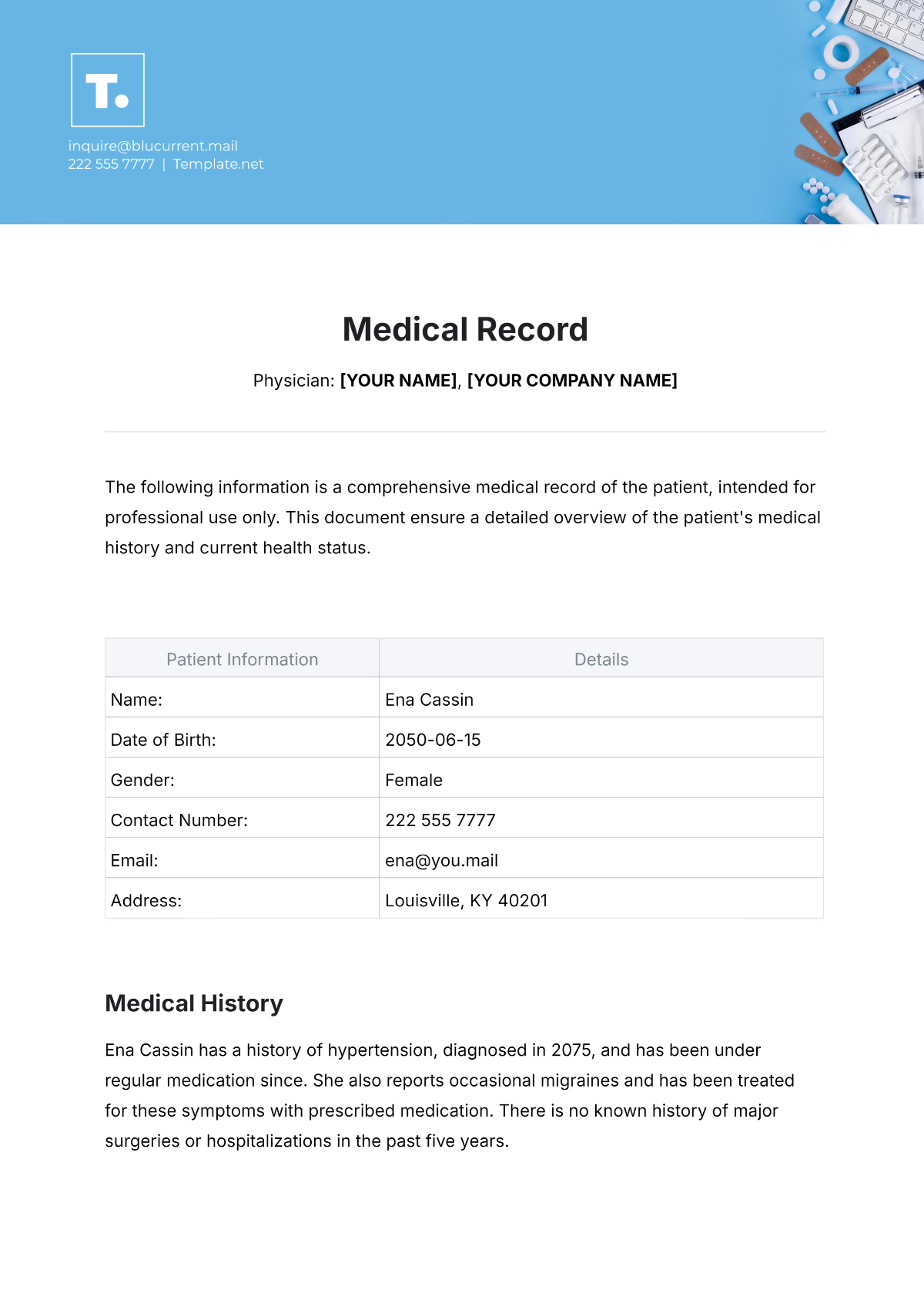 Medical Record Template - Edit Online & Download