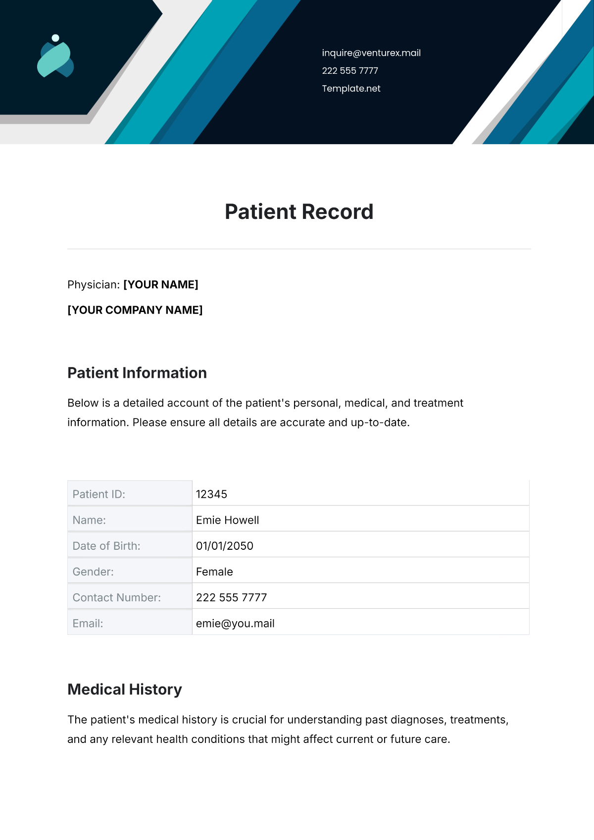 Patient Record Template - Edit Online & Download