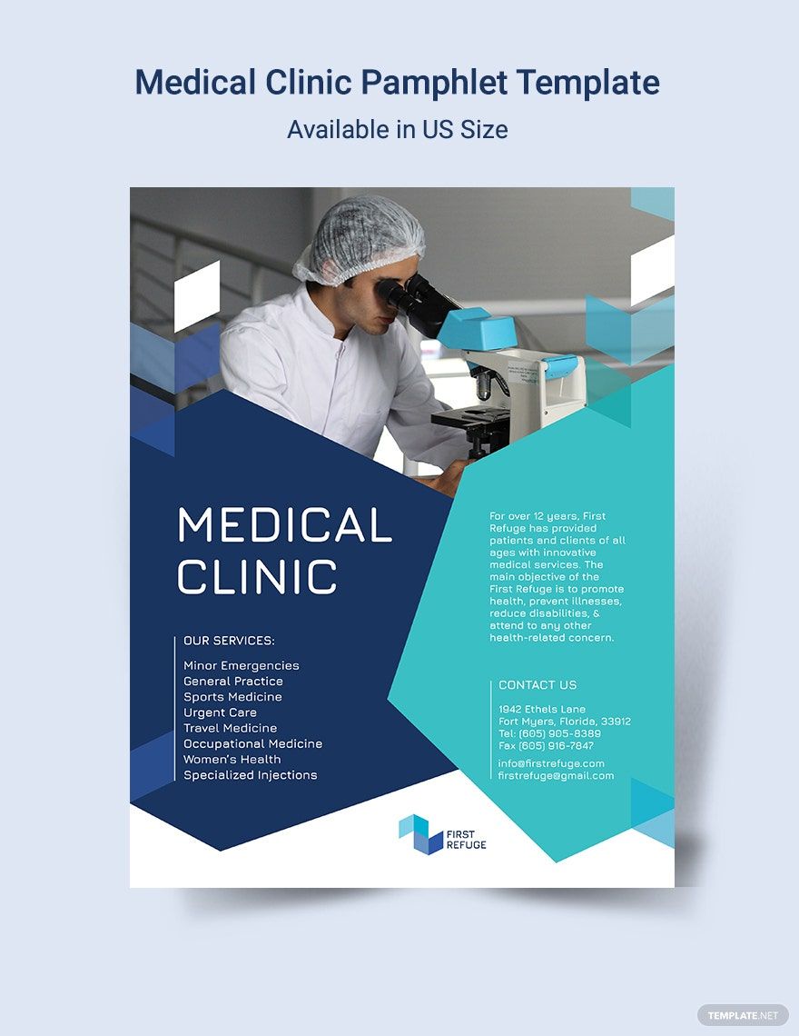 Free Medical Clinic Pamphlet Template in Word, Google Docs, Illustrator, PSD, Publisher, InDesign