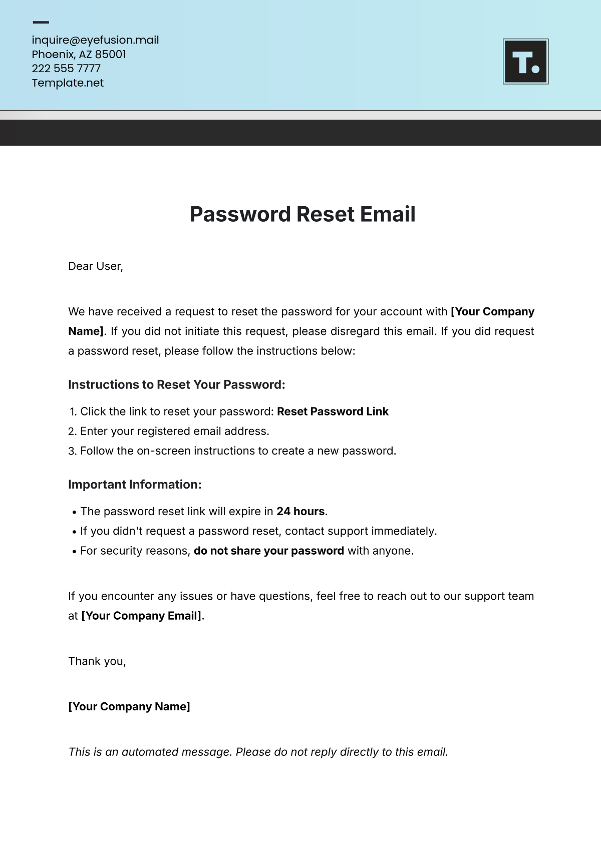 Password Reset Email Template