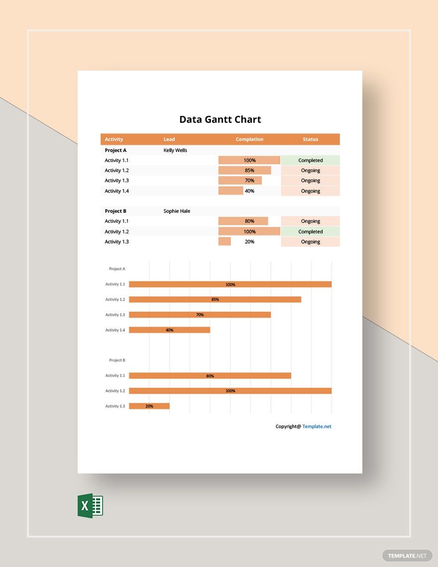 Data Gantt Chart Template in Excel