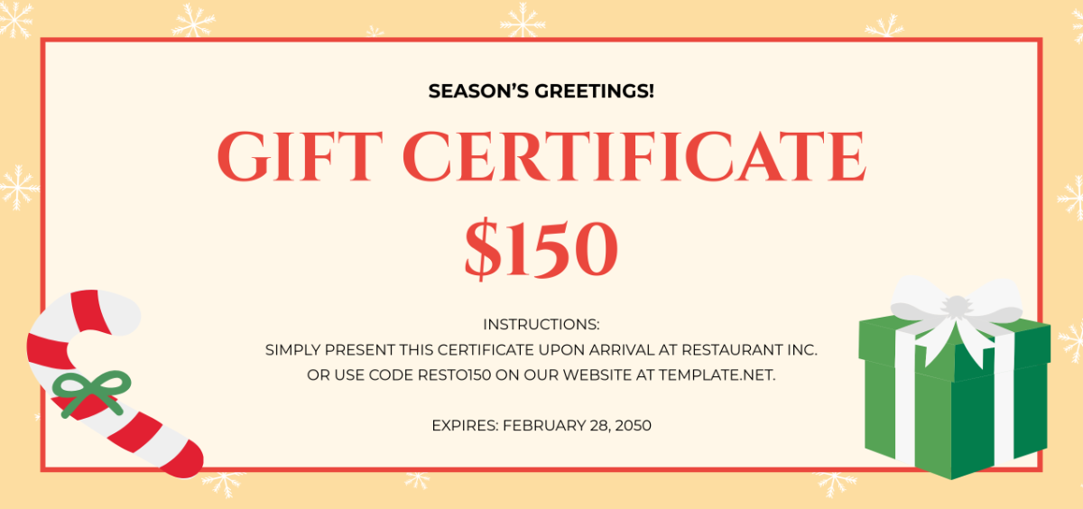 Christmas Gift Certificate for Adults Template - Edit Online & Download