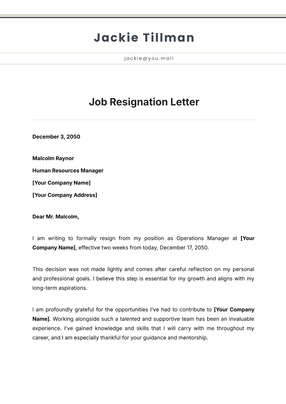 Job Leaving Letter Template - Edit Online & Download