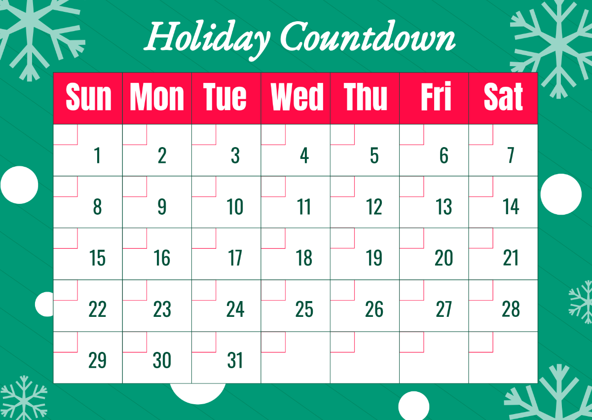 Free Holiday Countdown Calendar Template - Edit Online & Download