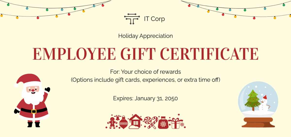 Free Employee Appreciation Christmas Gift Certificate Template - Edit Online & Download