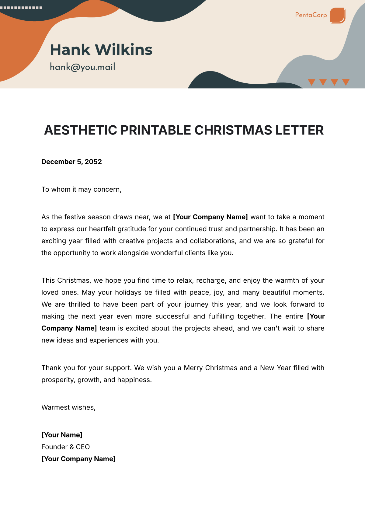 Aesthetic Printable Christmas Letter Template - Edit Online & Download