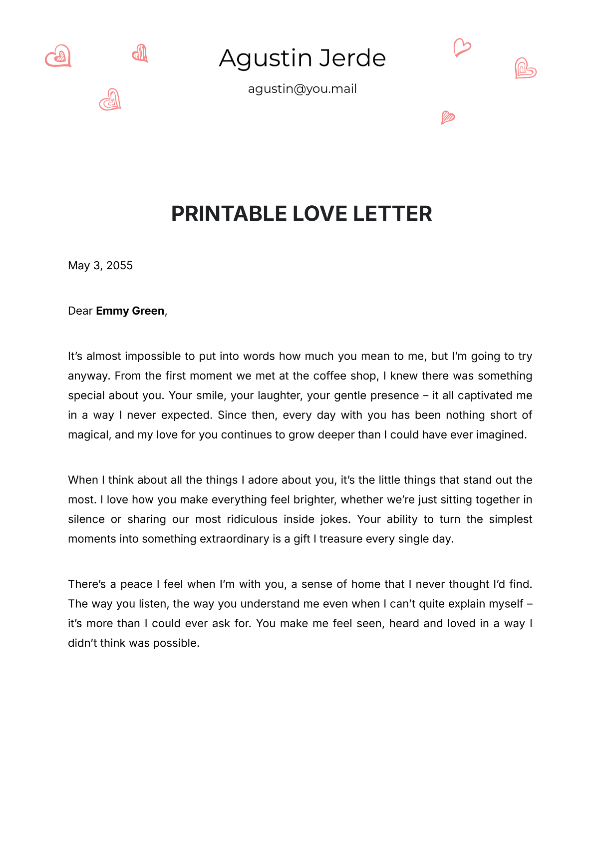 Printable Love Letter Template - Edit Online & Download