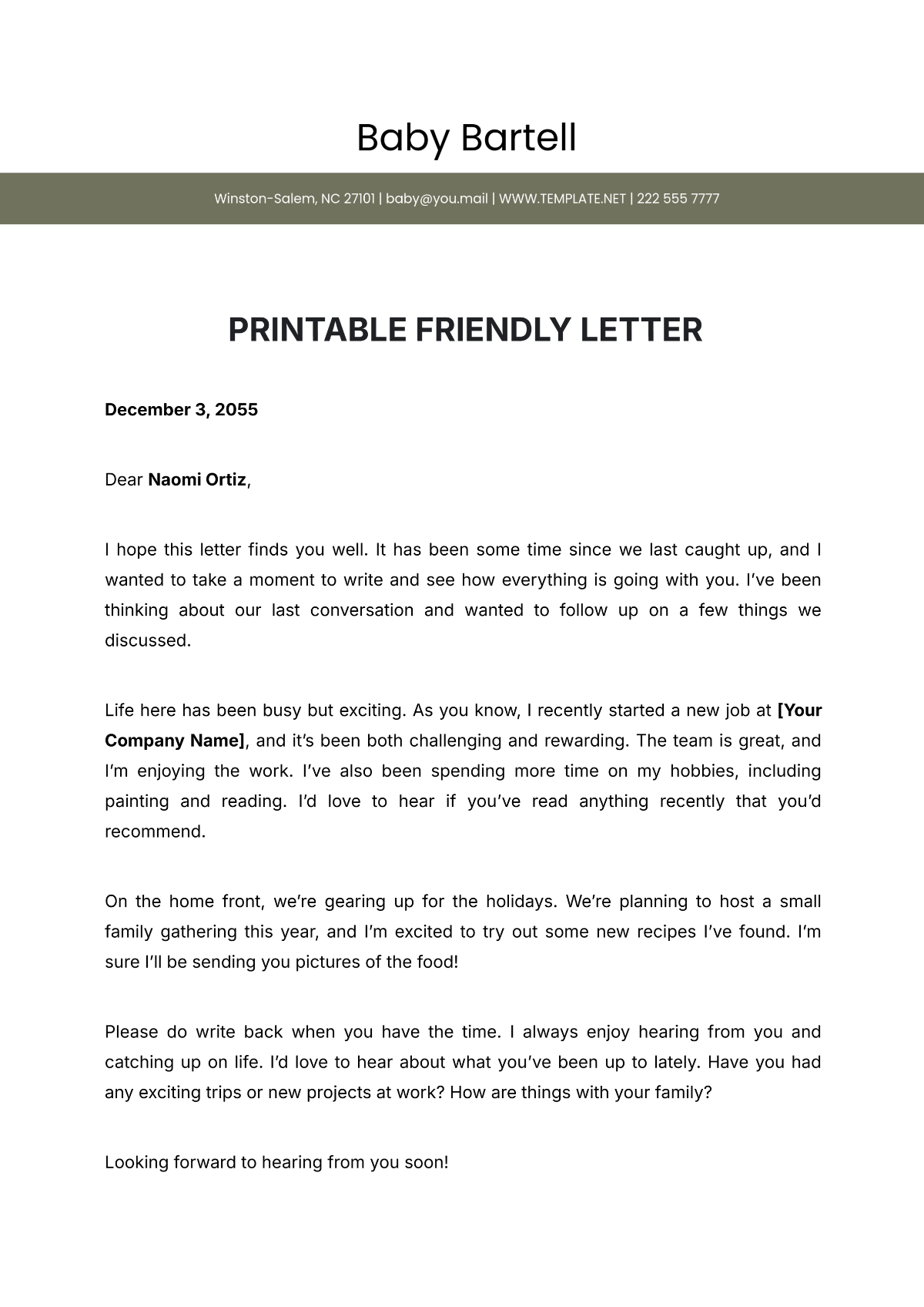 Printable Friendly Letter Template - Edit Online & Download