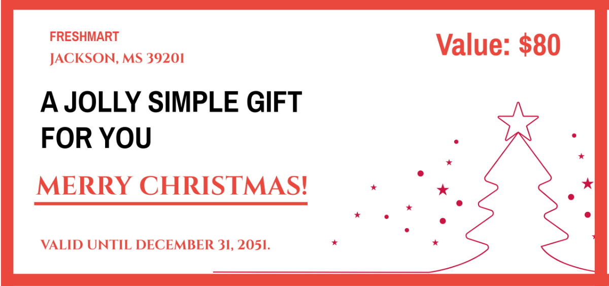 Free Simple Christmas Gift Certificate Template - Edit Online & Download