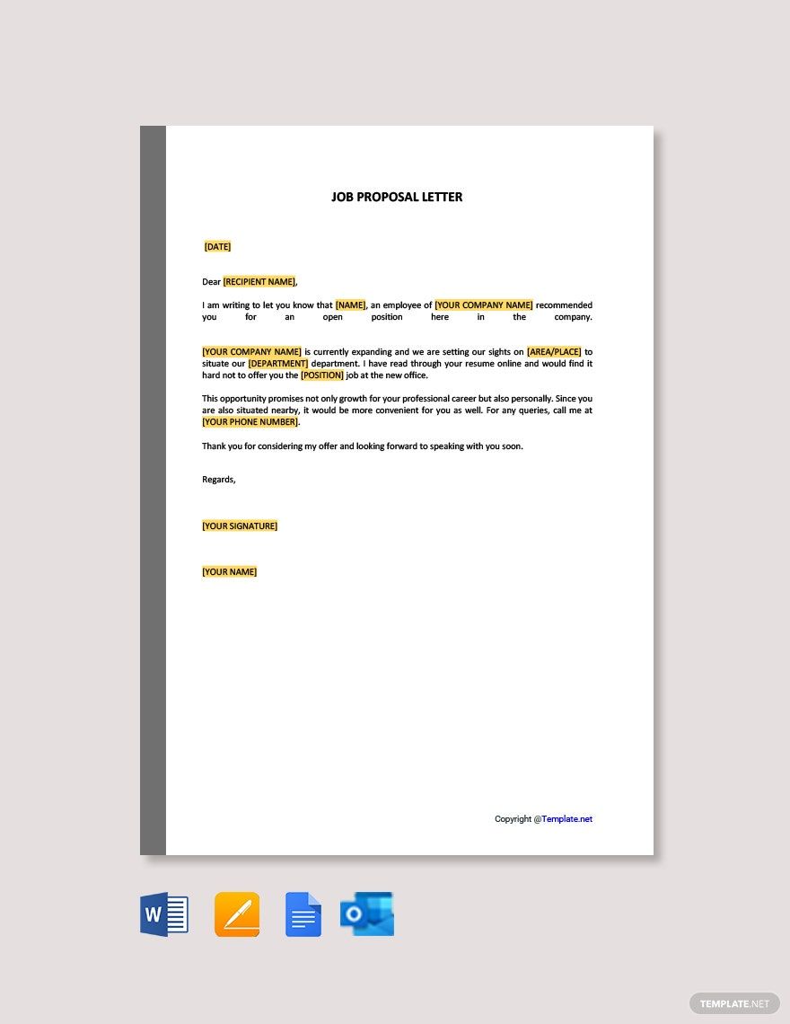 Job Proposal Letter in Pages, Outlook, PDF, Word, Google Docs - Download | Template.net