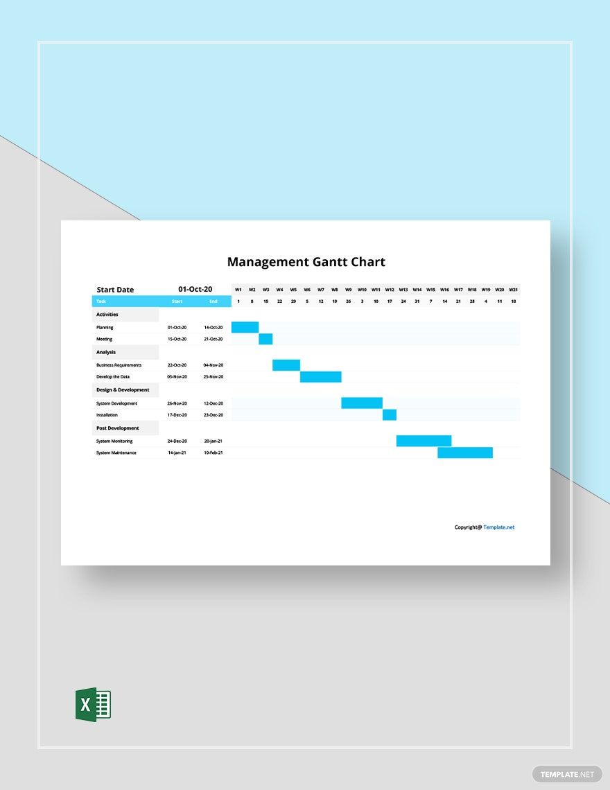 Simple Management Gantt Chart Template in Excel