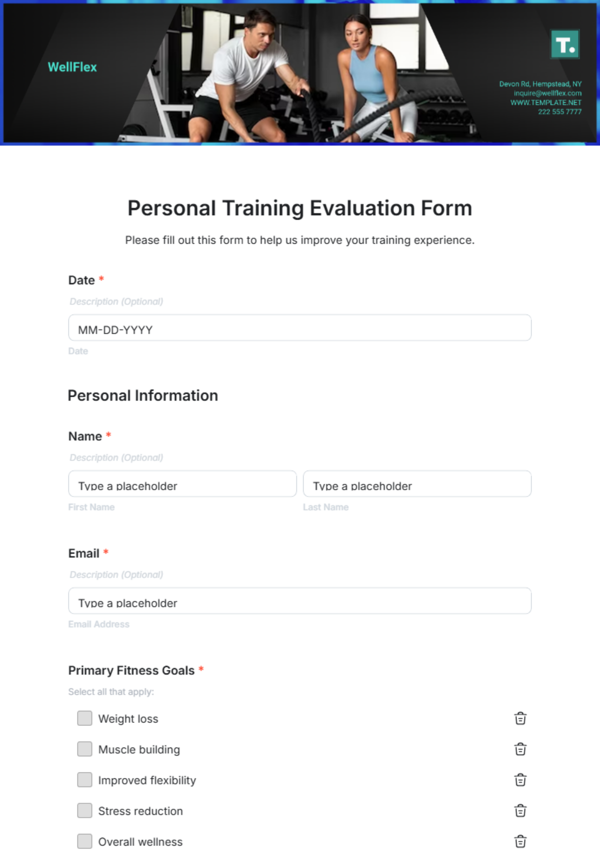 Personal Training Evaluation Form Template - Edit Online & Download