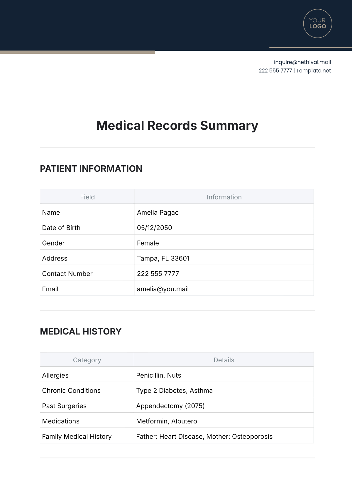 Medical Records Summary Template - Edit Online & Download