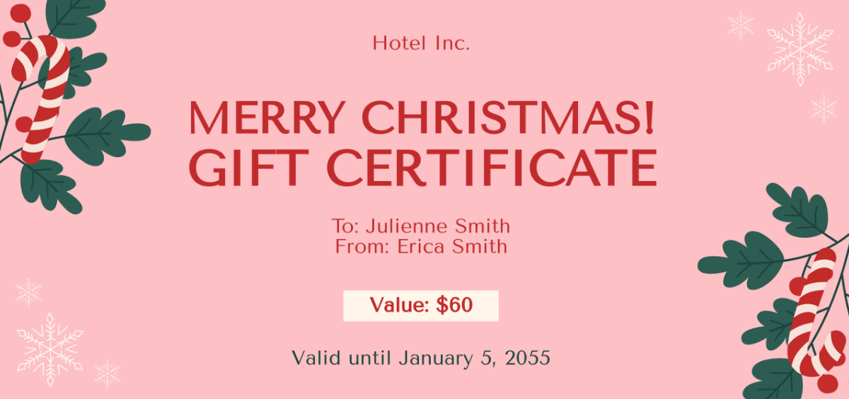 Free Homemade Christmas Gift Certificate Template - Edit Online & Download