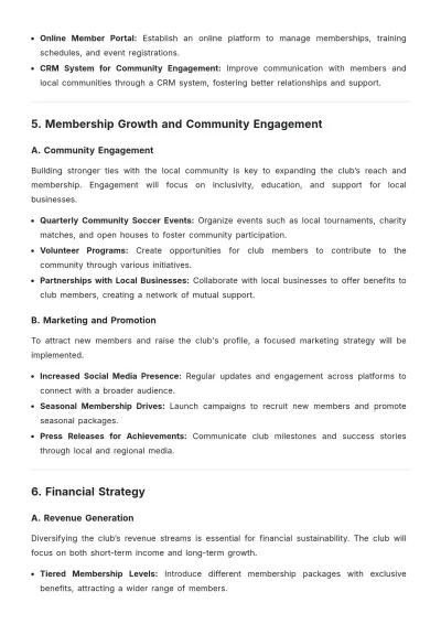Free Professional Soccer Club Development Plan Template to Edit Online