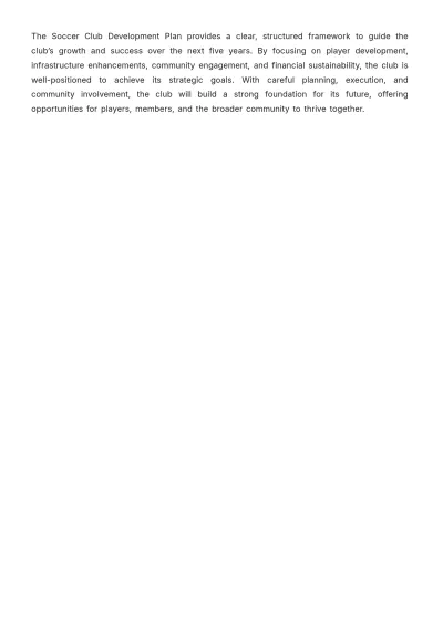Free Professional Soccer Club Development Plan Template to Edit Online