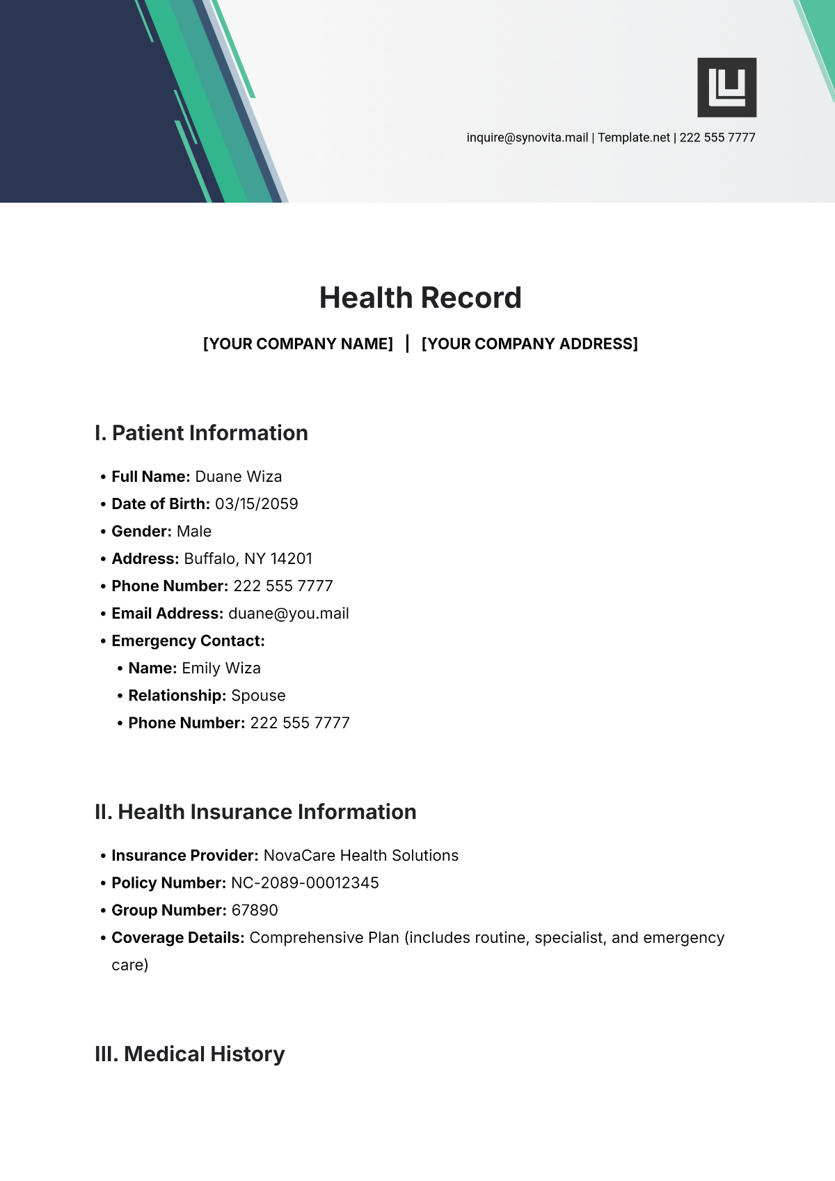 Health Record Template - Edit Online & Download