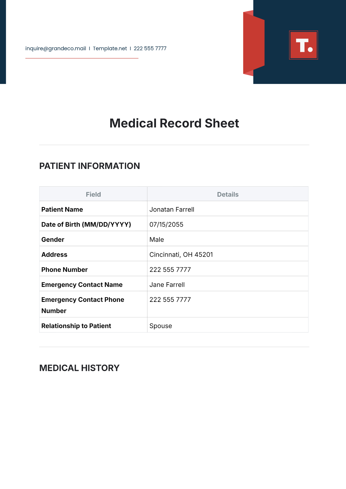 Medical Record Sheet Template - Edit Online & Download