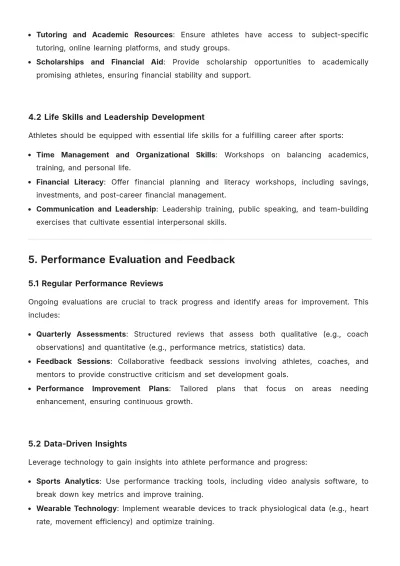 Free Competitive Sports Talent Development Plan Template to Edit Online