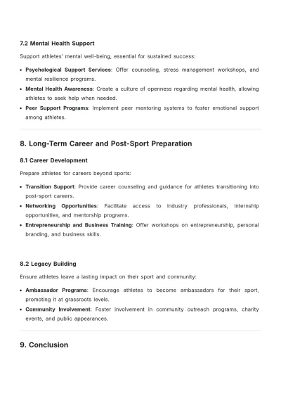 Free Competitive Sports Talent Development Plan Template to Edit Online