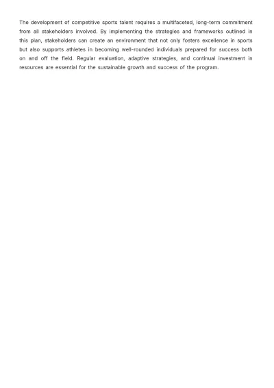Free Competitive Sports Talent Development Plan Template to Edit Online