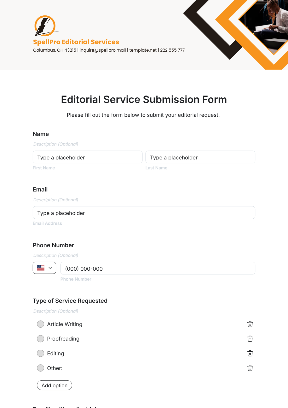 Editorial Service Submission Form Template - Edit Online & Download