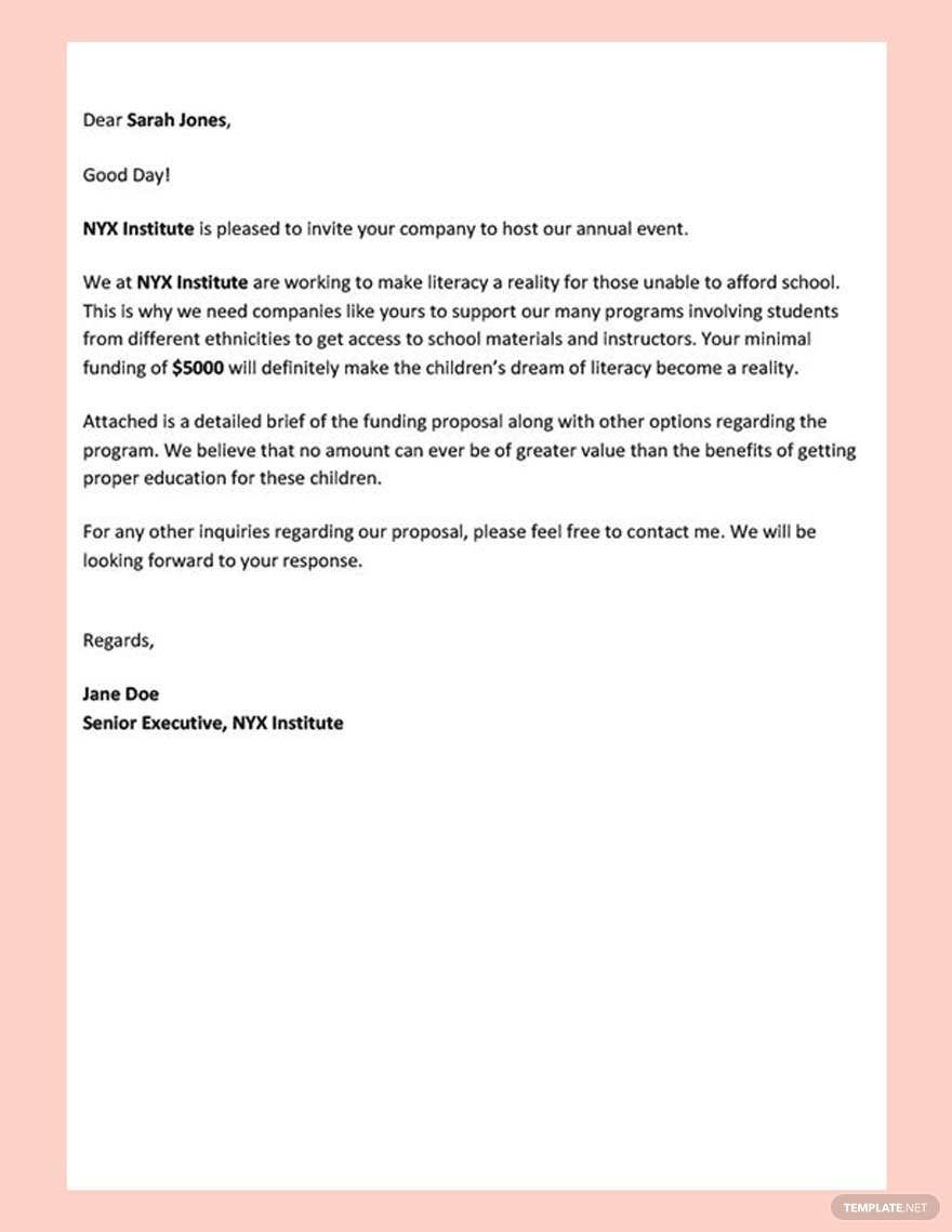 Proposal Letter Example Template