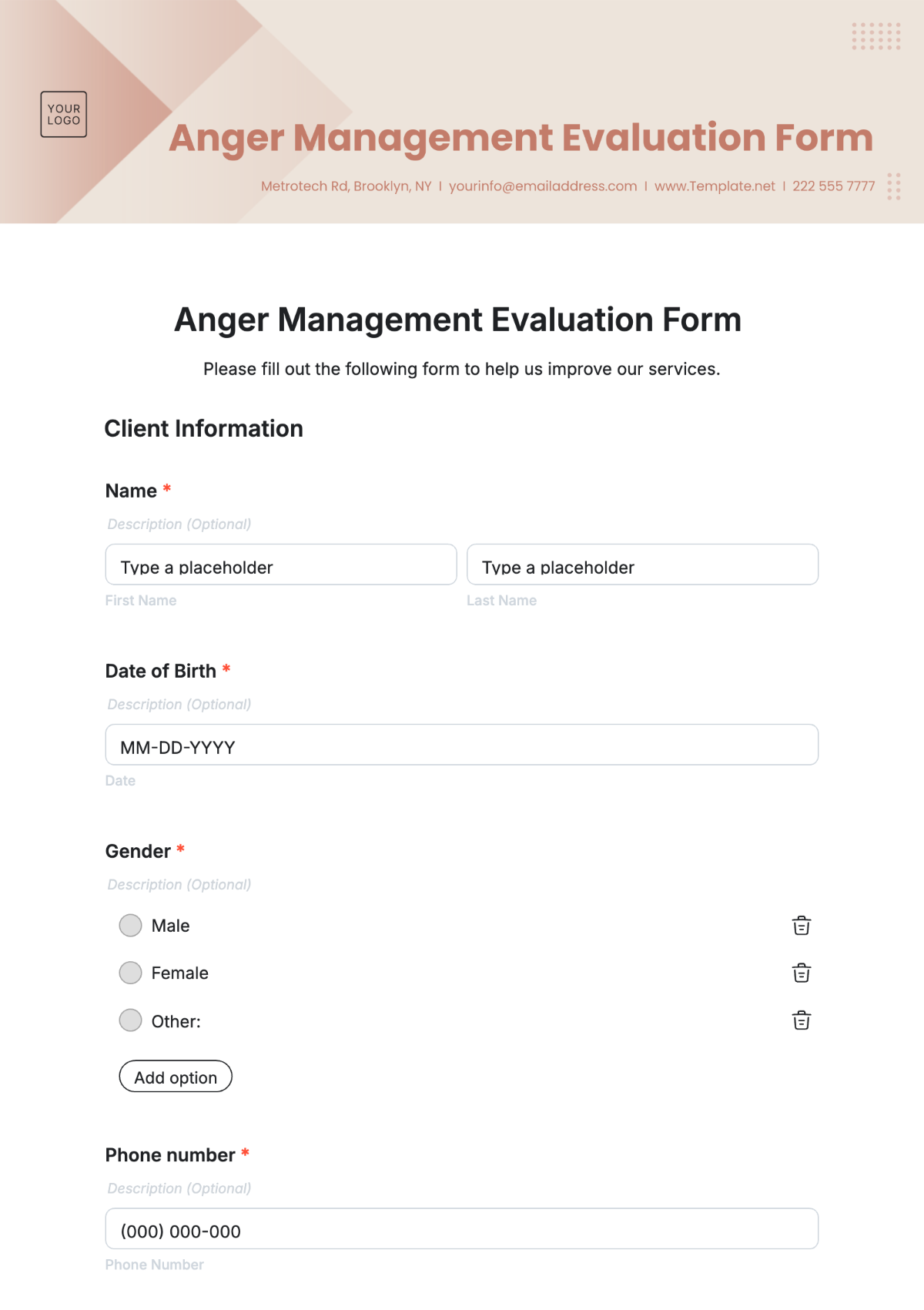 Anger Management Evaluation Form Template - Edit Online & Download