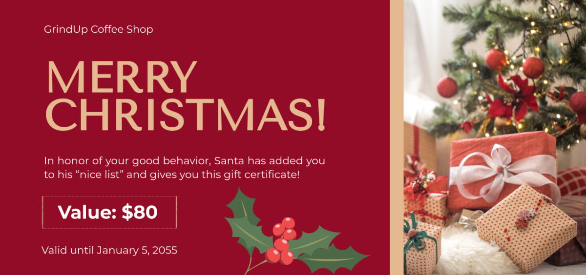 Free Christmas Gift Certificate with Image Template - Edit Online & Download