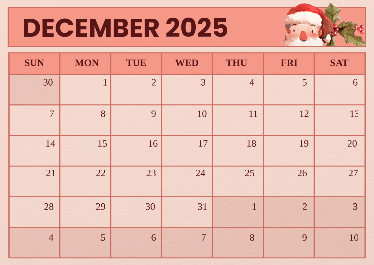 Free Traditional Christmas Calendar Template - Edit Online & Download