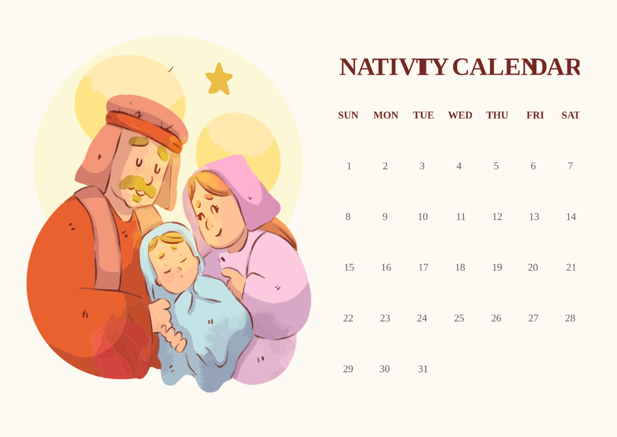 Free Printable Christmas Nativity Calendar Template - Edit Online & Download