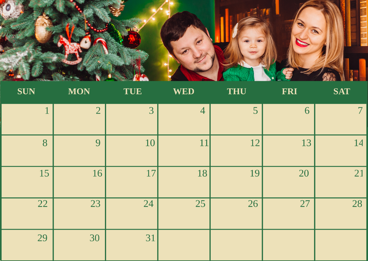 Free Christmas Photo Calendar Template - Edit Online & Download