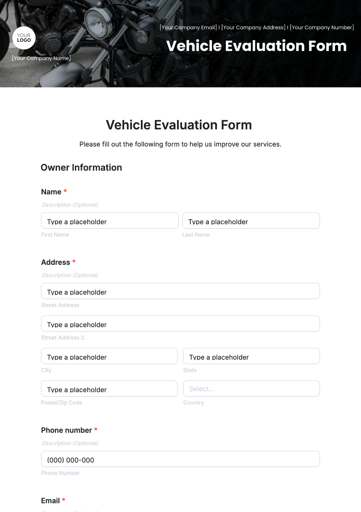 Vehicle Evaluation Form Template - Edit Online & Download