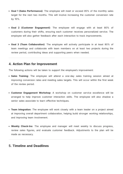 Free Employee Performance Improvement Plan Template to Edit Online