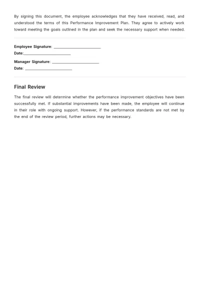 Free Employee Performance Improvement Plan Template to Edit Online