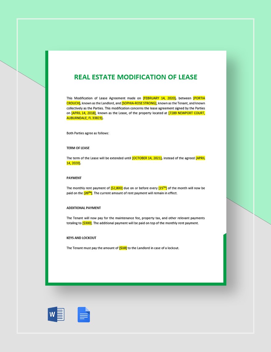 Modification of Lease Template