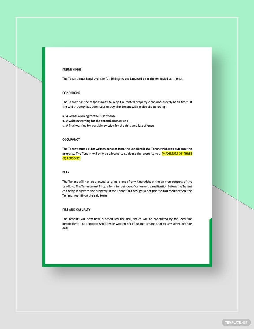 Modification of Lease Template - Google Docs, Word, Apple Pages