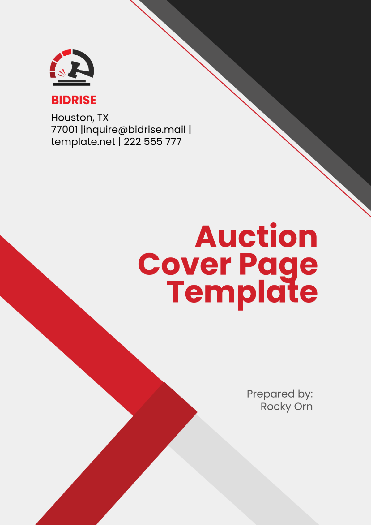 Auction Cover Page Template - Edit Online & Download