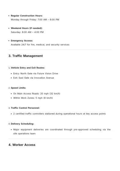 Free Construction Site Access Plan Template to Edit Online