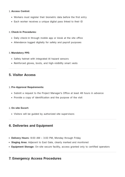 Free Construction Site Access Plan Template to Edit Online
