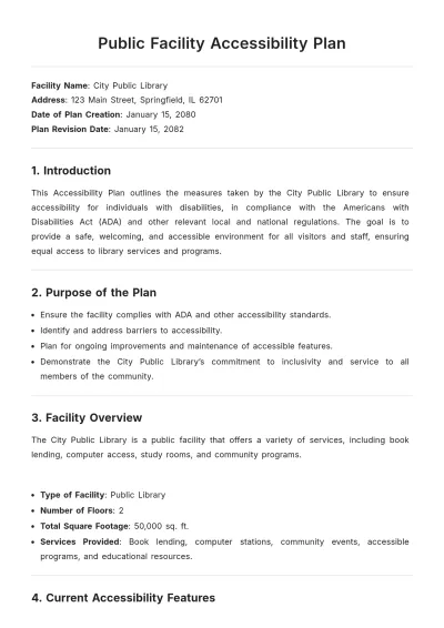 Free Public Facility Accessibility Plan Template to Edit Online