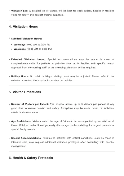 Free Visitor Access Plan for Hospitals Template to Edit Online