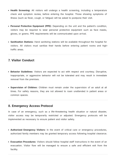 Free Visitor Access Plan for Hospitals Template to Edit Online