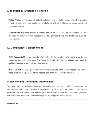 Free Visitor Access Plan for Hospitals Template to Edit Online