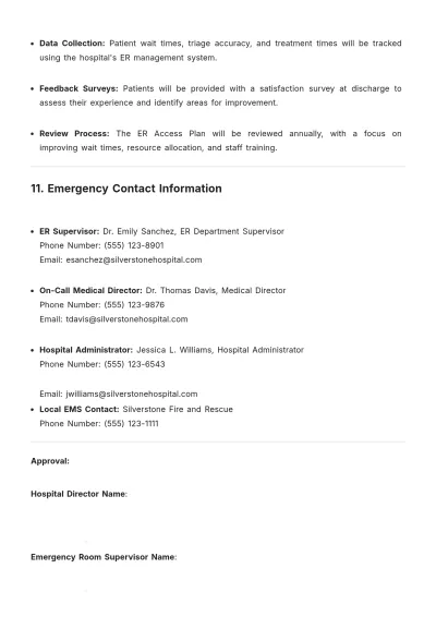 Free Emergency Room Access Plan Template to Edit Online
