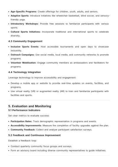 Free Inclusive Recreational Sports Development Plan Template to Edit Online