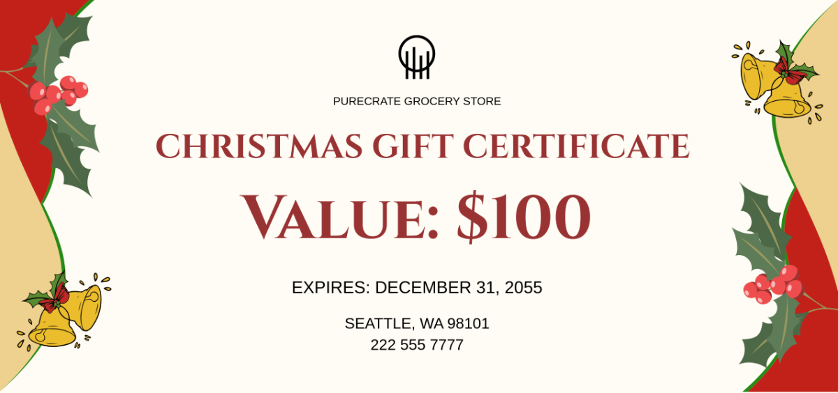 Free Modern Christmas Gift Certificate Template - Edit Online & Download