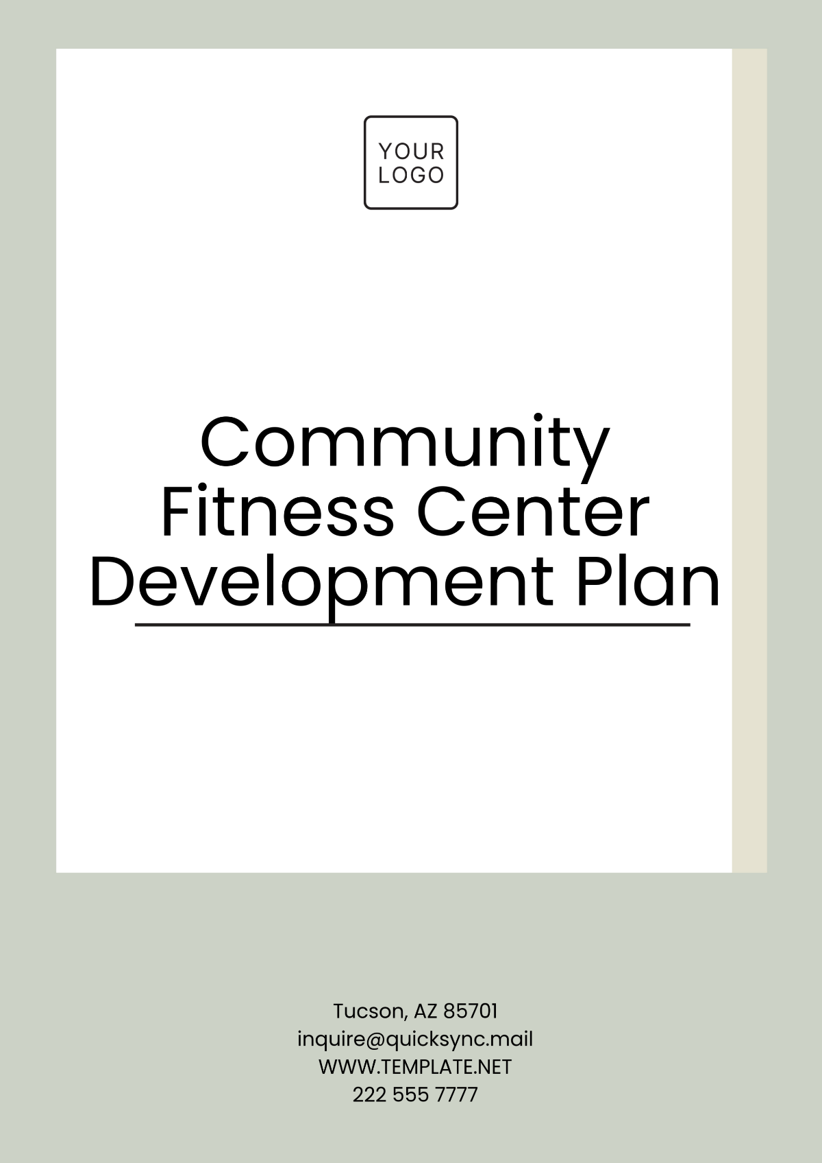 Community Fitness Center Development Plan Template - Edit Online & Download