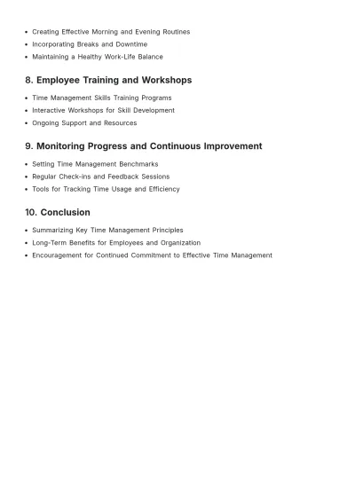 Free Time Management for Employees Plan Outline Template to Edit Online