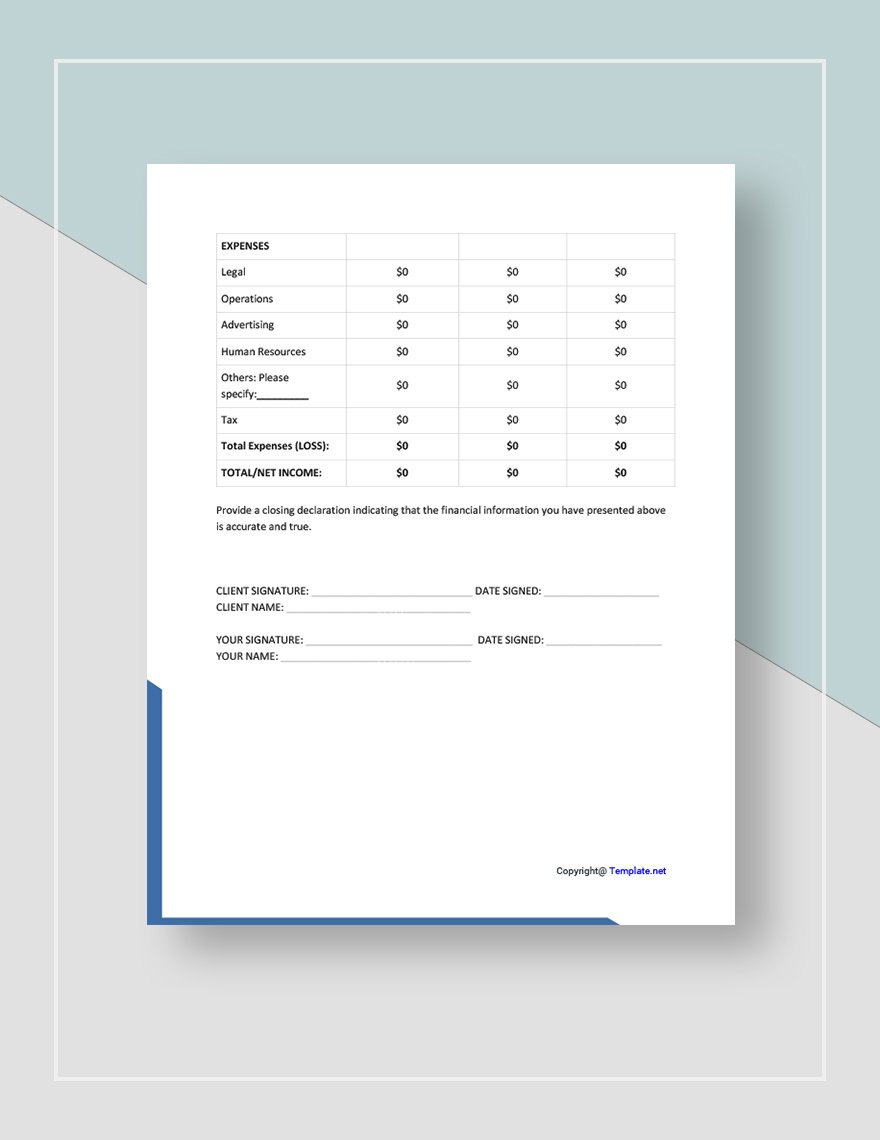 Blank Real Estate Statement Template